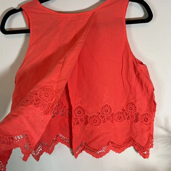 Tobi Orange Cotton Lace Detail Tank - Picture 7 of 7